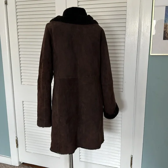 Cole Haan City lamb skin suede shearling lined jacket sz M